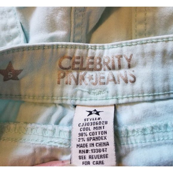 Celebrity Pink Shortie Shorts Light wash Triple button Stretch cuffed 5 #1082 - Picture 5 of 5